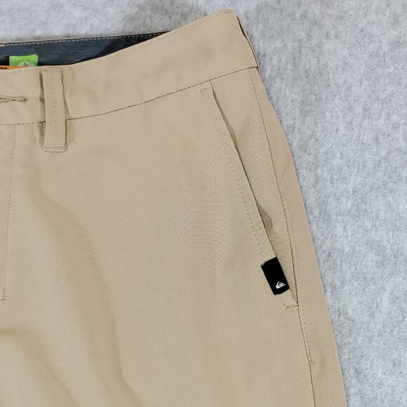 QuickSilver Amphibian Shorts Size 27 Beige Tan 10in Inseam Stretch Beach Board - Picture 3 of 13